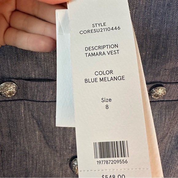 NWT VERONICA BEARD Tamara Linen Vest in Blue Melange SZ US 8 - Picture 5 of 10